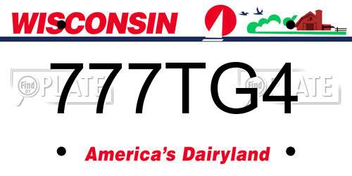 777TG4 Wisconsin License Plate