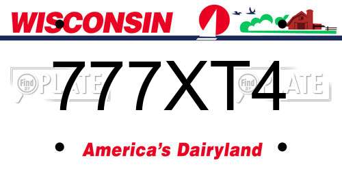 777XT4 Wisconsin License Plate