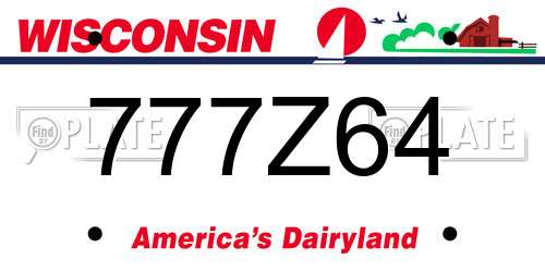 777Z64 Wisconsin License Plate