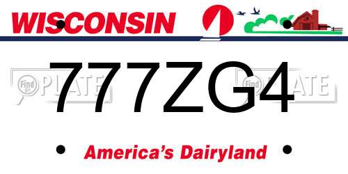 777ZG4 Wisconsin License Plate