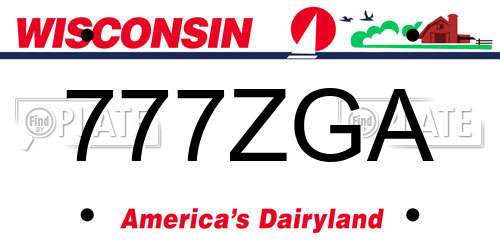 777ZGA Wisconsin License Plate