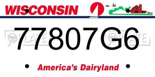 77807G6 Wisconsin License Plate
