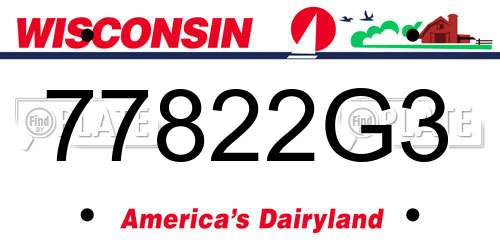77822G3 Wisconsin License Plate