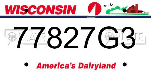 77827G3 Wisconsin License Plate