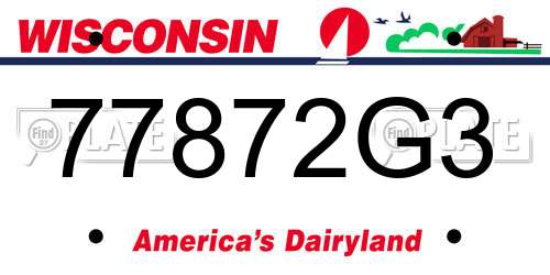 77872G3 Wisconsin License Plate