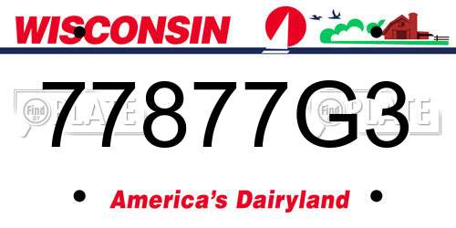 77877G3 Wisconsin License Plate