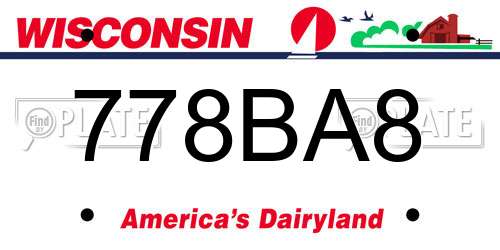 778BA8 Wisconsin License Plate