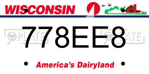 778EE8 Wisconsin License Plate