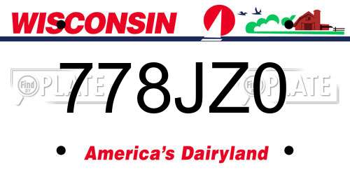 778JZ0 Wisconsin License Plate