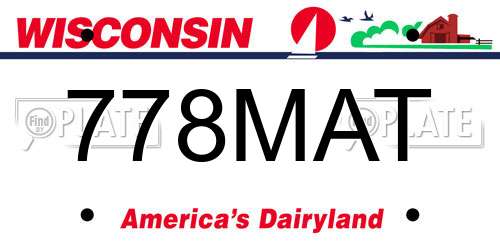 778MAT Wisconsin License Plate