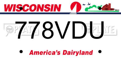 778VDU Wisconsin License Plate