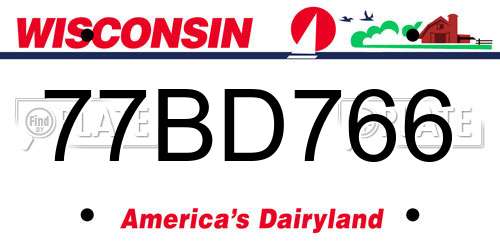 77BD766 Wisconsin License Plate