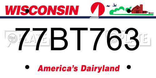 77BT763 Wisconsin License Plate