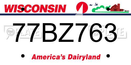 77BZ763 Wisconsin License Plate