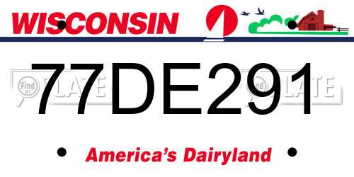 77DE291 Wisconsin License Plate