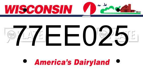 77EE025 Wisconsin License Plate