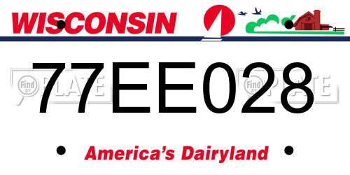 77EE028 Wisconsin License Plate