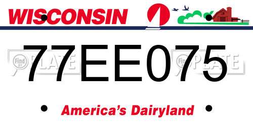 77EE075 Wisconsin License Plate