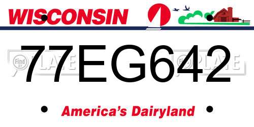 77EG642 Wisconsin License Plate