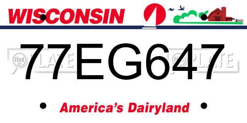 77EG647 Wisconsin License Plate