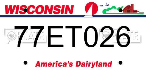 77ET026 Wisconsin License Plate
