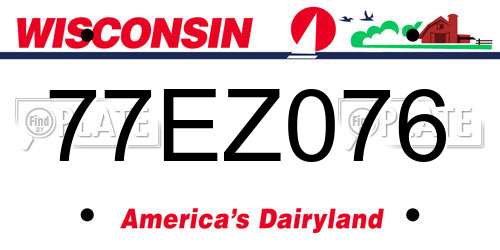 77EZ076 Wisconsin License Plate