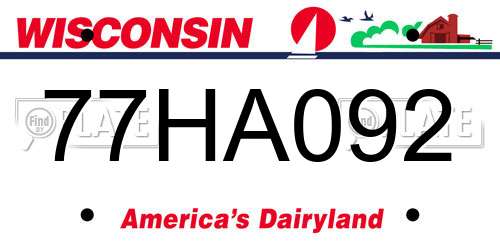 77HA092 Wisconsin License Plate