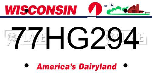 77HG294 Wisconsin License Plate