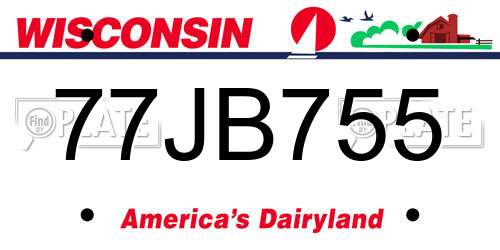 77JB755 Wisconsin License Plate