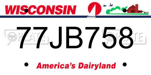 77JB758 Wisconsin License Plate