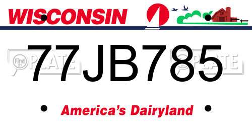 77JB785 Wisconsin License Plate