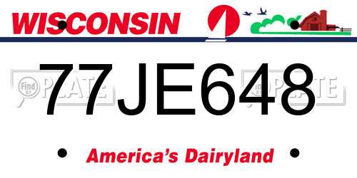 77JE648 Wisconsin License Plate
