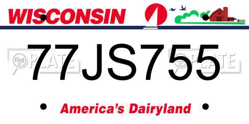 77JS755 Wisconsin License Plate