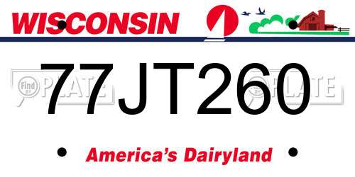 77JT260 Wisconsin License Plate