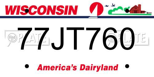 77JT760 Wisconsin License Plate