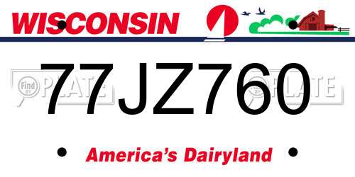77JZ760 Wisconsin License Plate