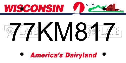 77KM817 Wisconsin License Plate