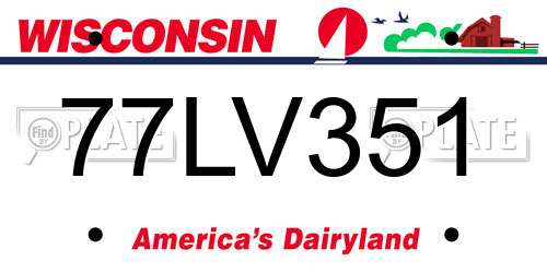 77LV351 Wisconsin License Plate