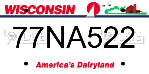 77NA522 Wisconsin License Plate