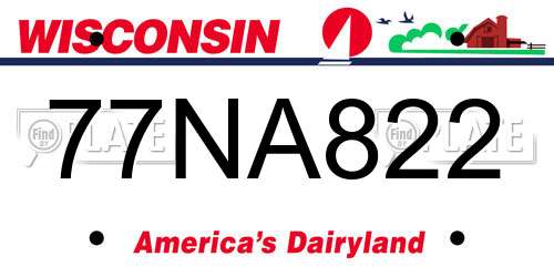 77NA822 Wisconsin License Plate