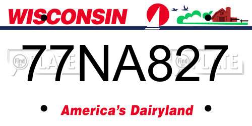 77NA827 Wisconsin License Plate