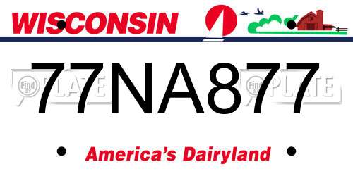 77NA877 Wisconsin License Plate