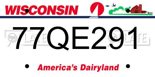 77QE291 Wisconsin License Plate