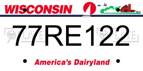 77RE122 Wisconsin License Plate