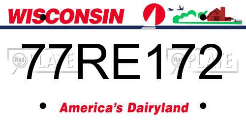 77RE172 Wisconsin License Plate