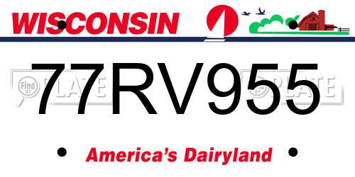 77RV955 Wisconsin License Plate