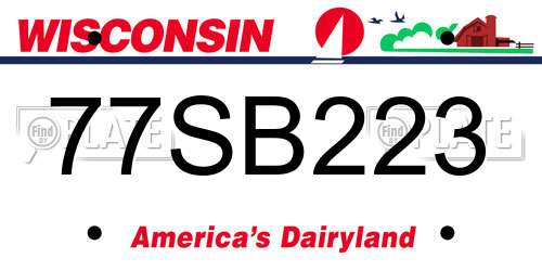 77SB223 Wisconsin License Plate