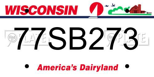 77SB273 Wisconsin License Plate