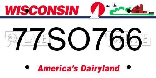 77SO766 Wisconsin License Plate