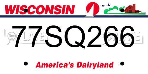 77SQ266 Wisconsin License Plate